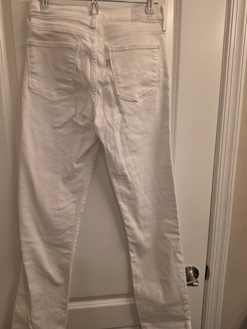 White Women's Levis Straight Long Jeans